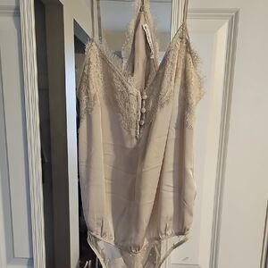 Abercrombie & Fitch Lace Trim Chemise in Cream